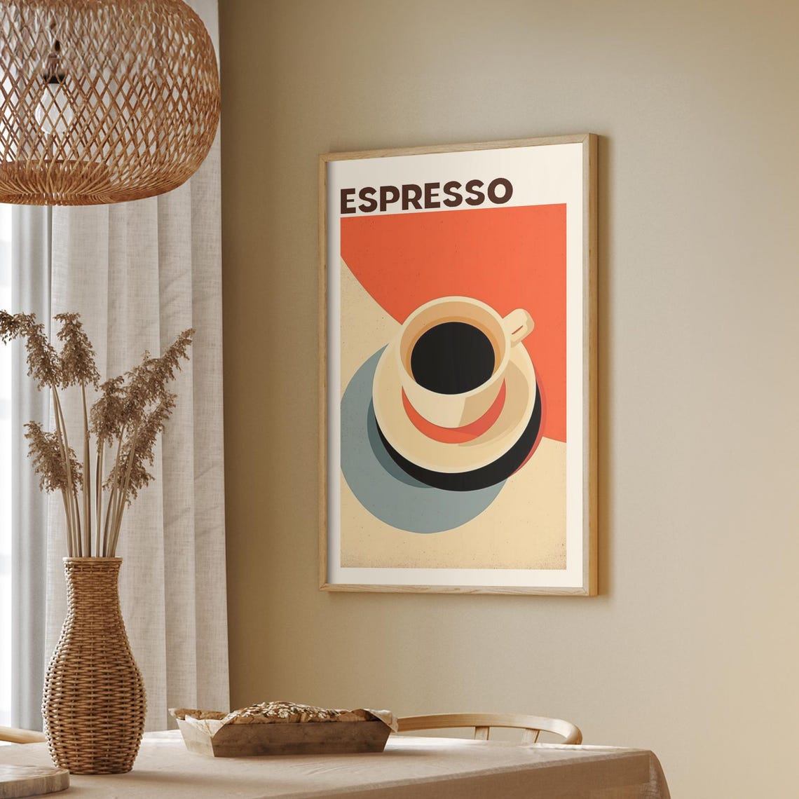 Espresso Cup Bold Retro Orange Kitchen Coffee Art Charming Poster - Image 4