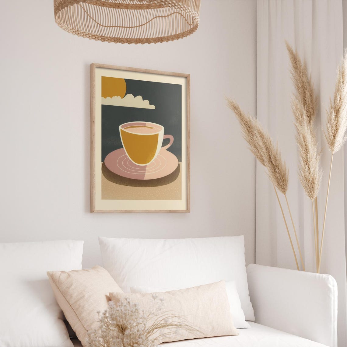 Abstract Golden Coffee Cup Sunrise Breakfast Nook Kitchen Poster - Image 3