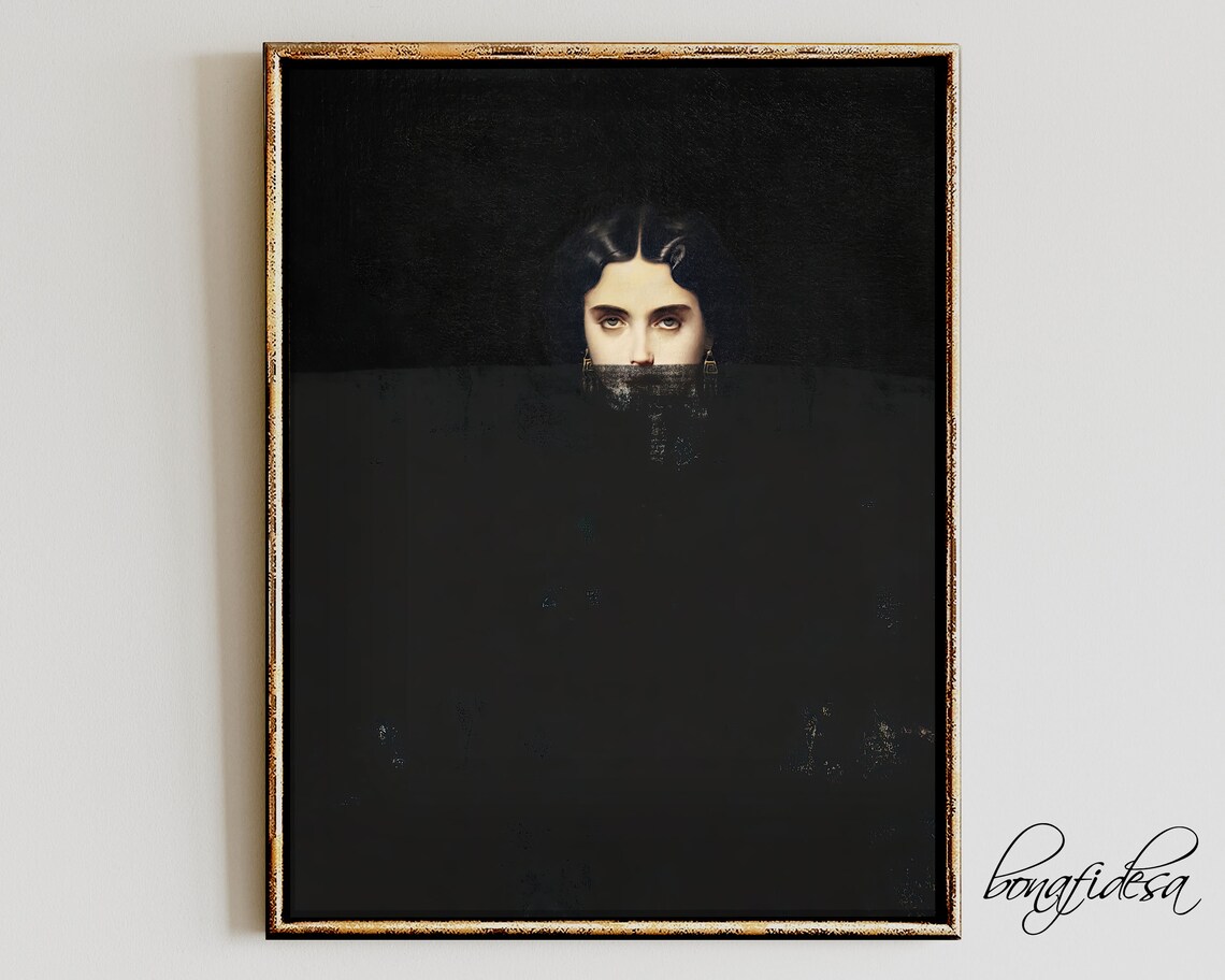 Moody Portrait Dark Academia Woman Art Print