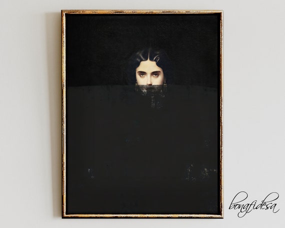 Moody Portrait Dark Academia Woman Art Print