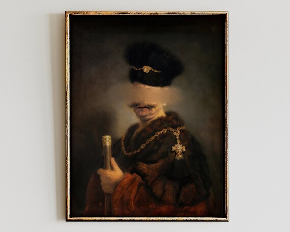 Blurred Face Vintage Nobleman Oil Painting Altered Art Poster