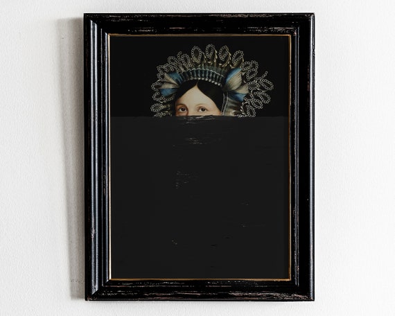Surreal Art Vintage Portrait Painting Prints Quirky Wall Antique Woman