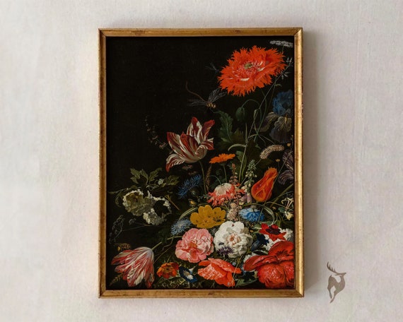 Victorian Flower Still Life Painting Antique Botanical Print