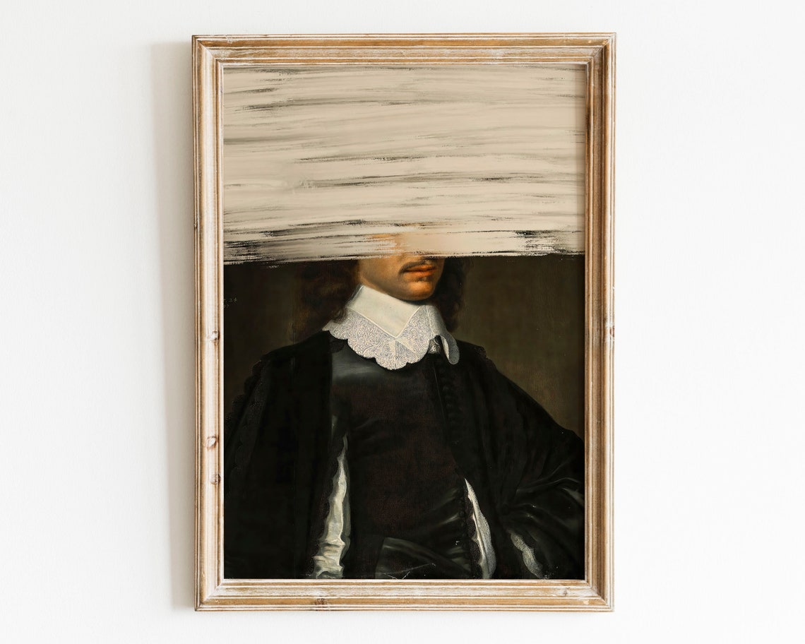 Altered Baroque Gentleman Painted Eyes Hidden Classic Art Print
