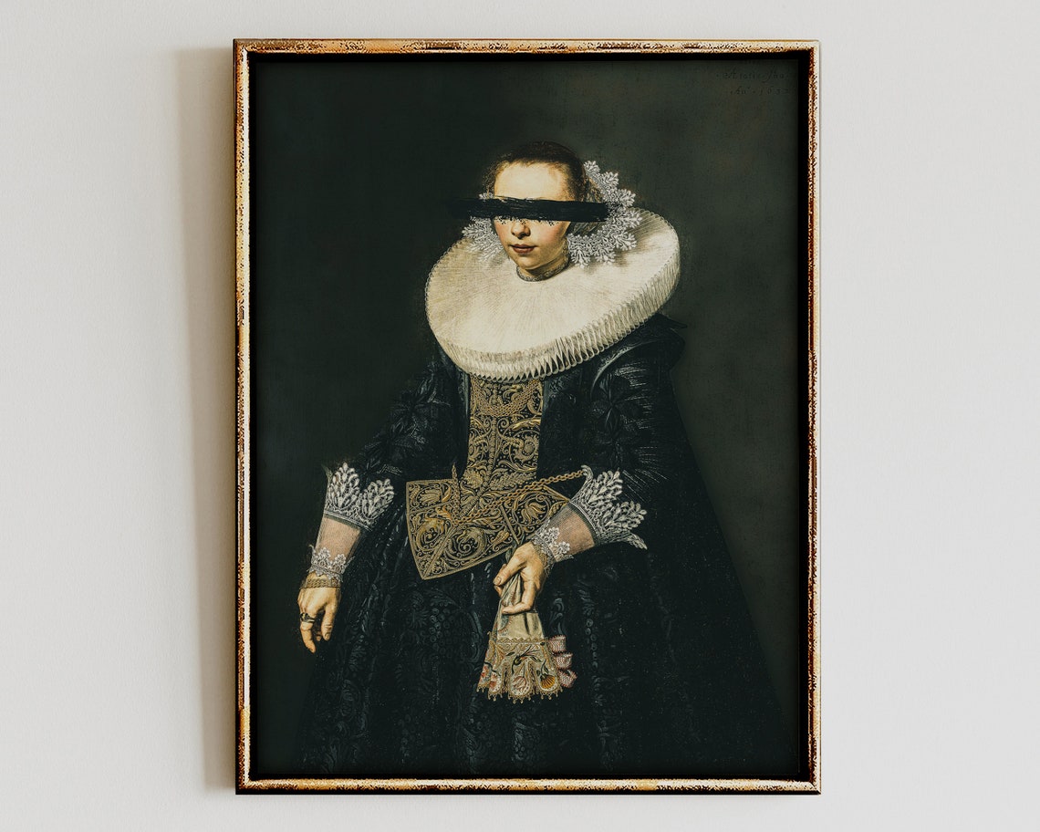 Altered Baroque Woman Ruff Collar Portrait Modern Eclectic Wall Art