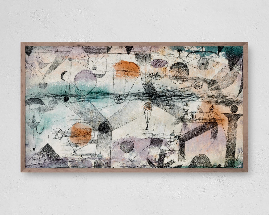 Abstract Modernist Watercolor Cosmic Forms Celestial Line Poster