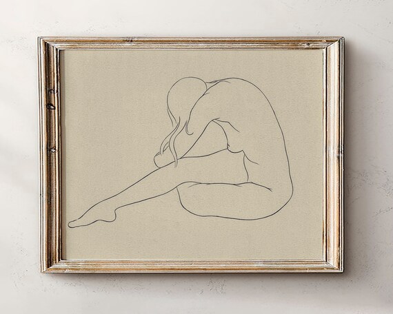 Continuous Line Nude Figure Minimalist One Line Art Drawing Poster