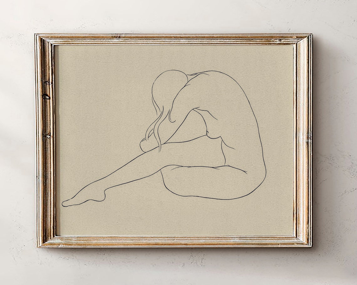 Continuous Line Nude Figure Minimalist One Line Art Drawing Poster