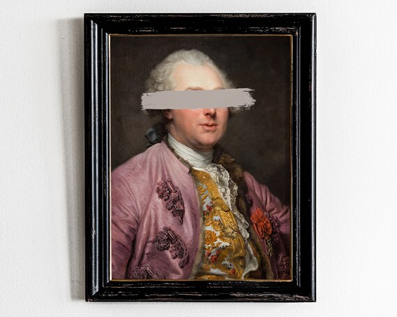 Faceless 18th Century Gentleman Pink Coat Altered Art Portrait Poster