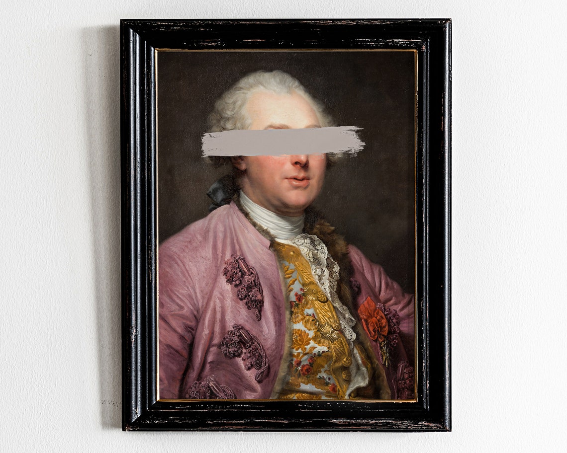 Faceless 18th Century Gentleman Pink Coat Altered Art Portrait Poster