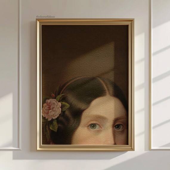 Vintage Portrait Wall Art Victorian Painting Antique Print Moody Room Decor Neutral Poster