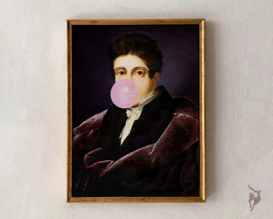Bubblegum Classical Portrait Dark Haired Gentleman Velvet Art Poster