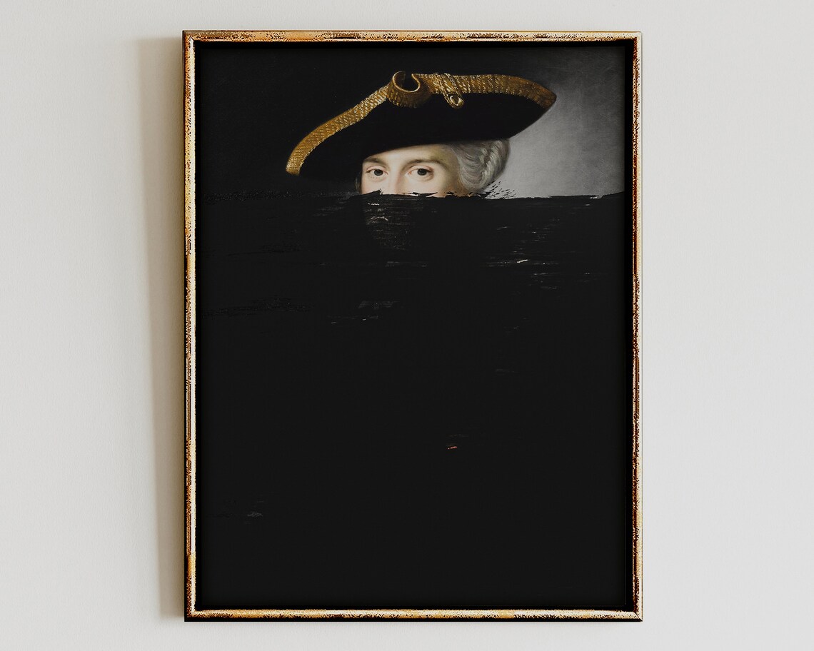 Altered Vintage Portrait Art Print, Rococo Baroque