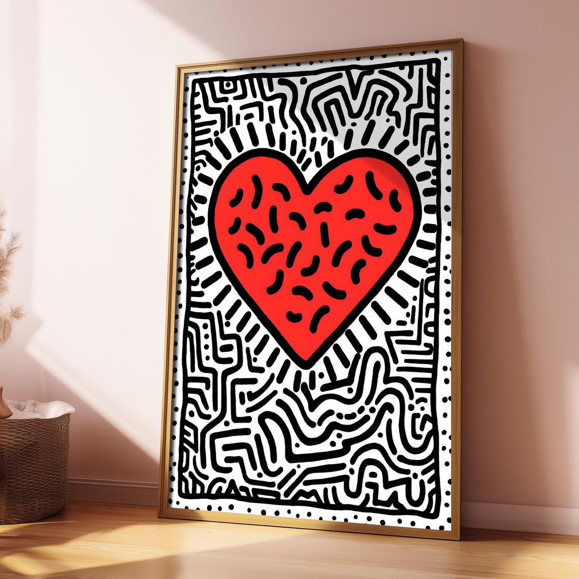 Red Heart Modern Pop Art Poster Minimalist Love Wall Decor Gift