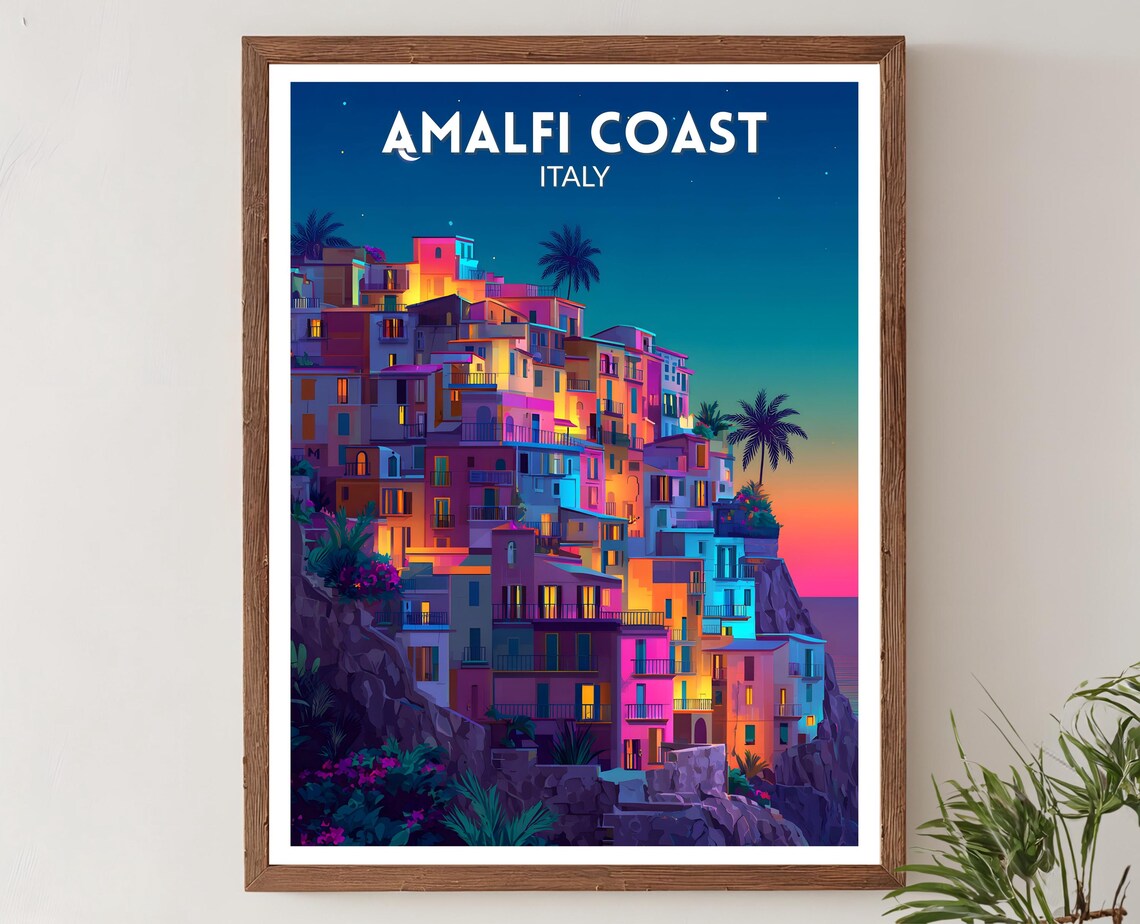 Amalfi Coast Italy Vibrant Travel Poster