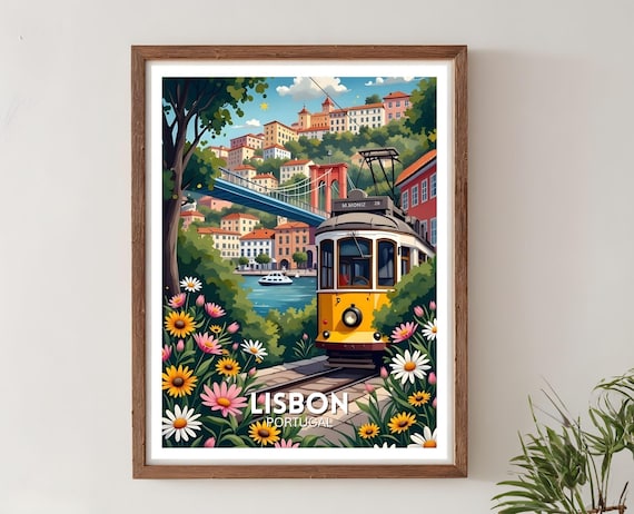 Lisbon Travel Poster, Portugal Coastal City