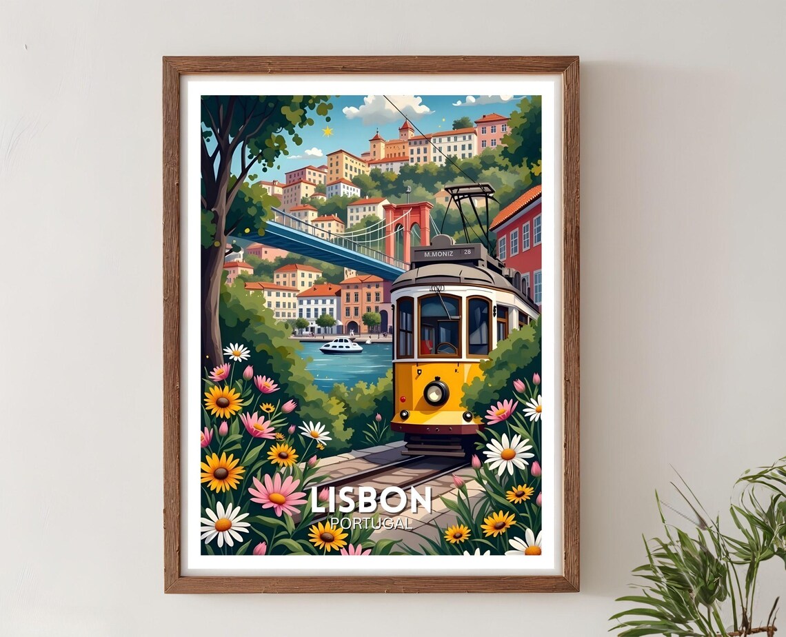 Lisbon Travel Poster, Portugal Coastal City
