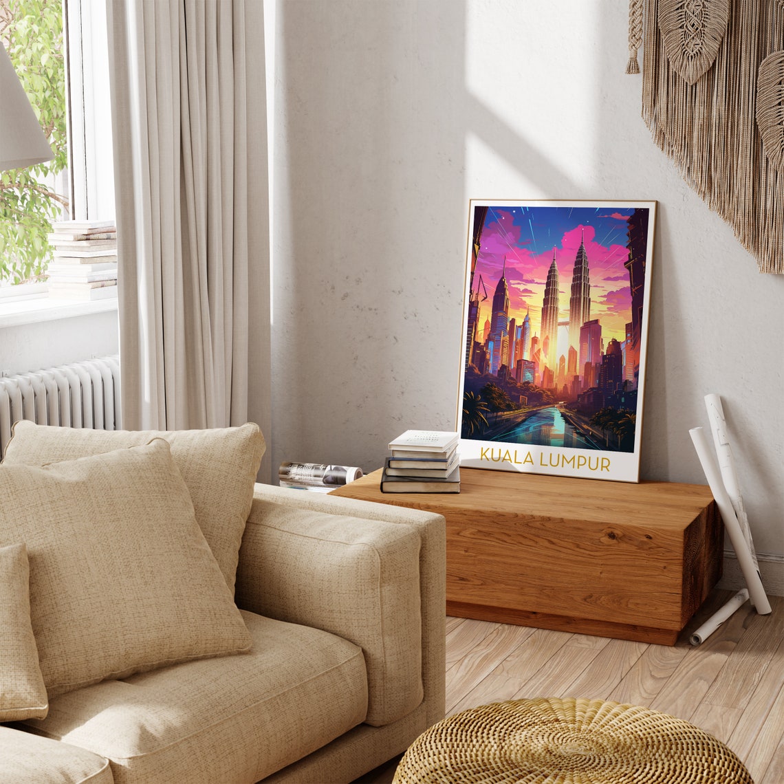 Kuala Lumpur Malaysia Poster with Petronas Towers Glowing at Sunset - Image 3
