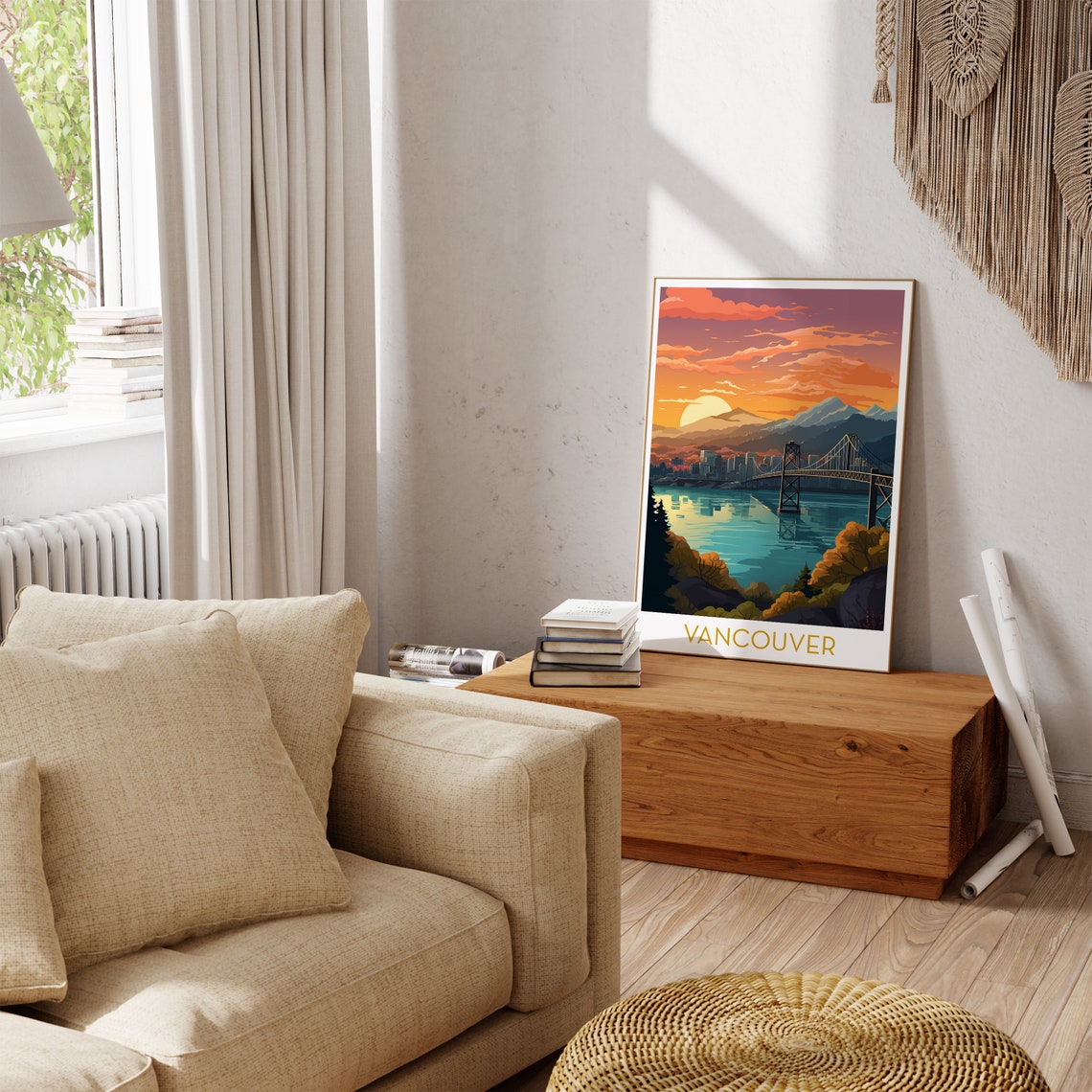 Vancouver Canada Sunset Poster with Lions Gate Bridge and Mountains - Image 3