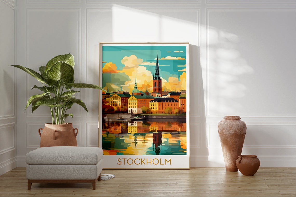 Stockholm Sweden Waterfront Poster with Gamla Stan Reflections - Image 2