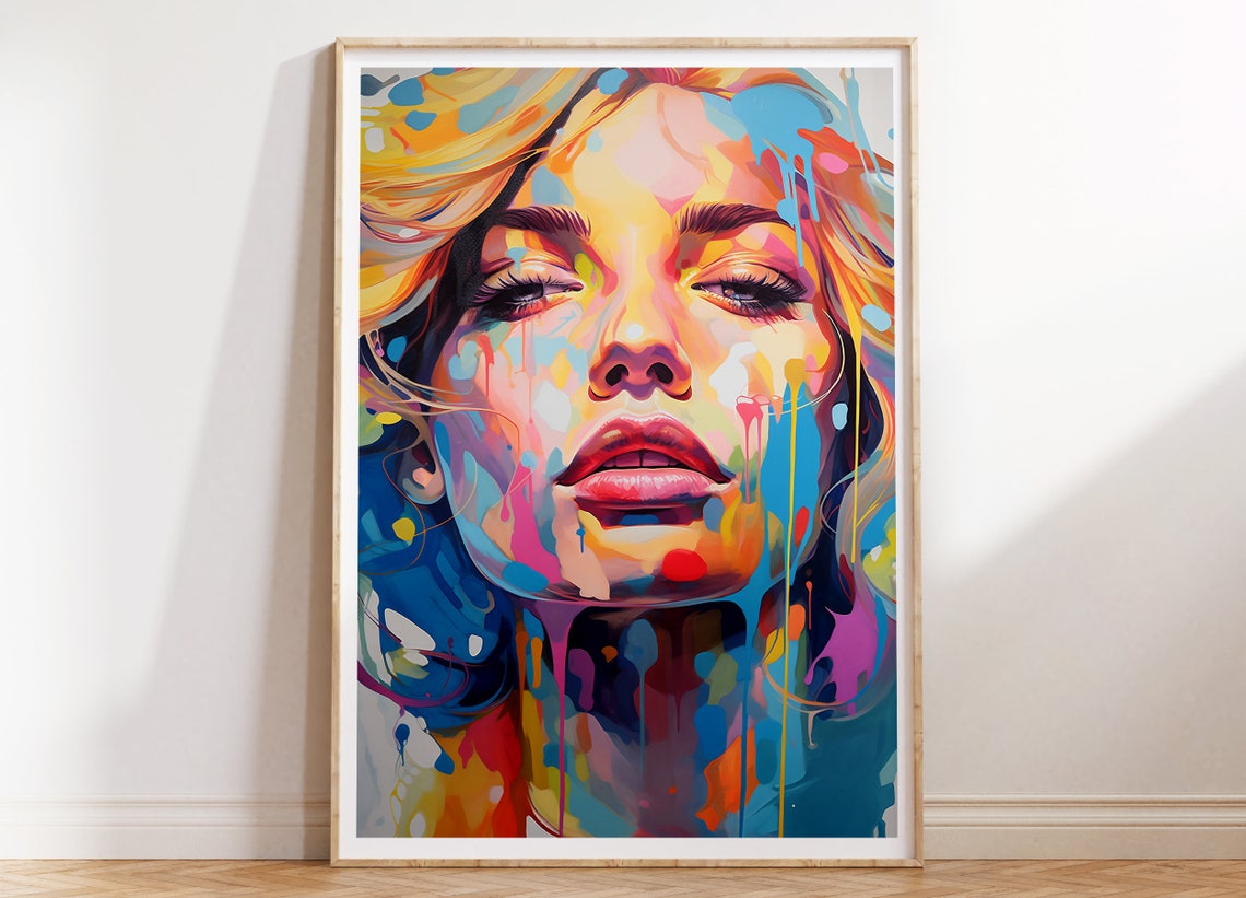 Colorful Paint Drip Woman Pop Art Portrait Maximalist Poster - Image 4
