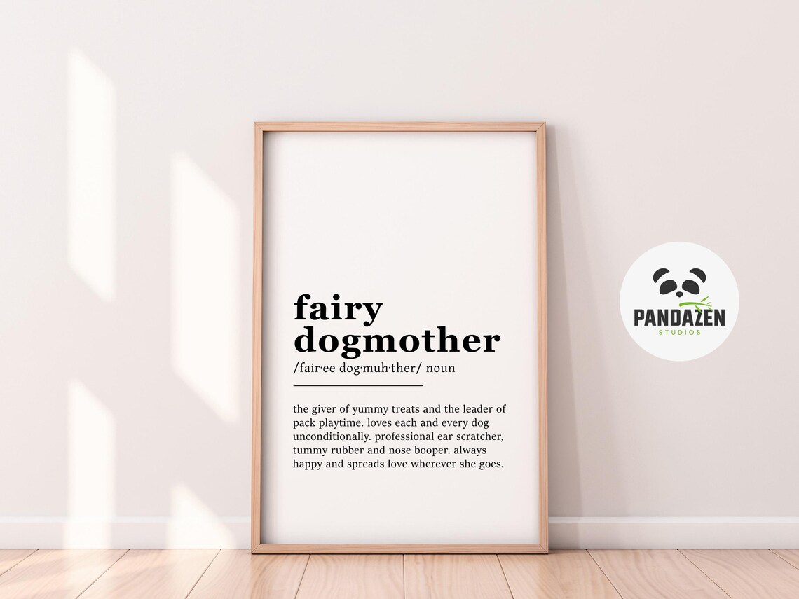 Fairy Dogmother Definition Funny Typography Print Gift for Dog Sitters and Walkers - Image 3