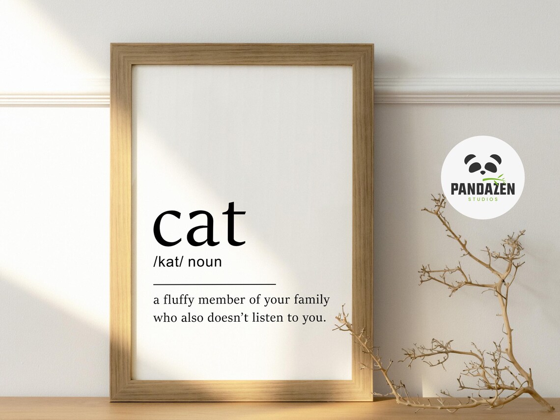Cat Definition Fluffy Family Member Funny Pet Typography Poster - Image 2