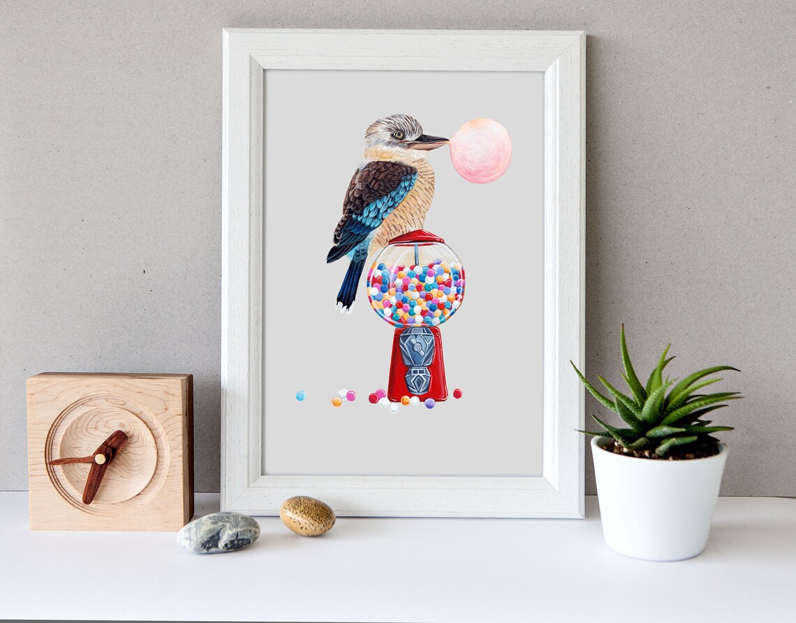 Vintage Kookaburra Baby Nursery Art Print - Image 4