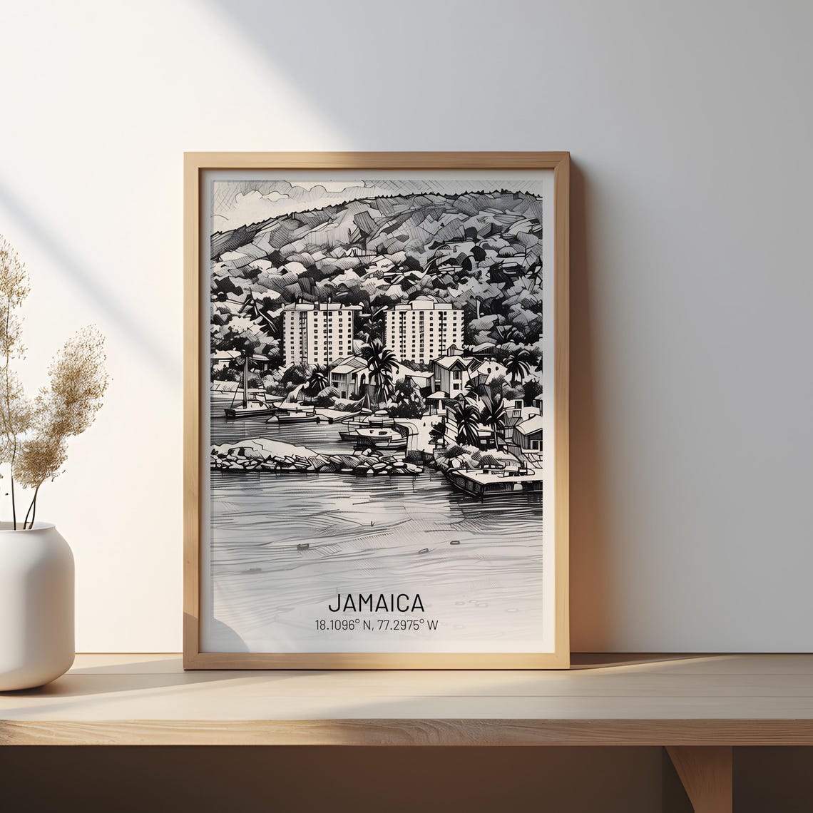 Jamaica Scenic Harbor Wall Art Coastal Architecture Travel Print Caribbean Poster - Image 3