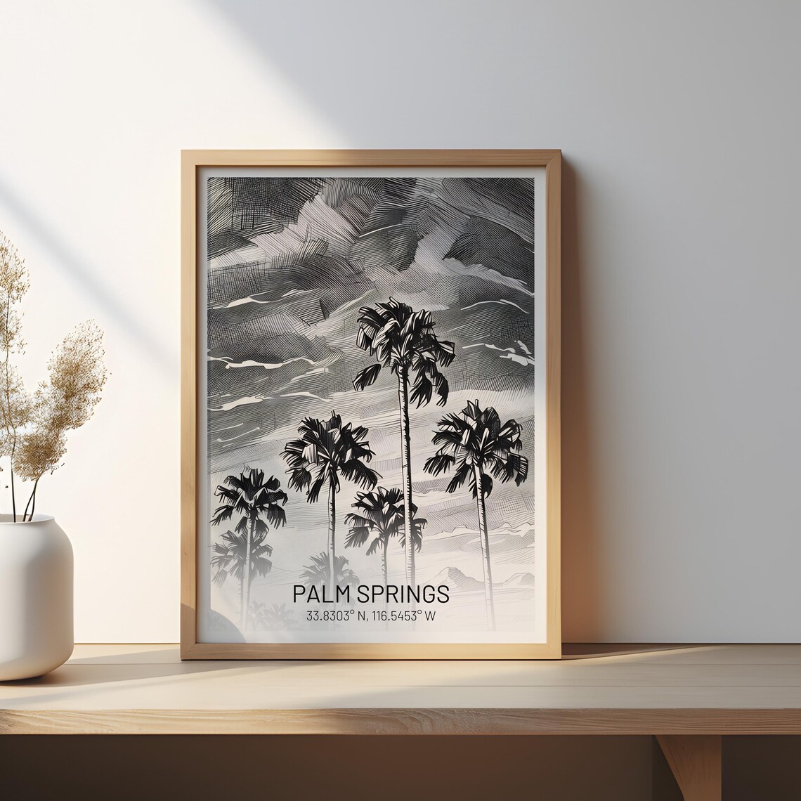 Palm Springs Black And White Travel Poster - Image 3
