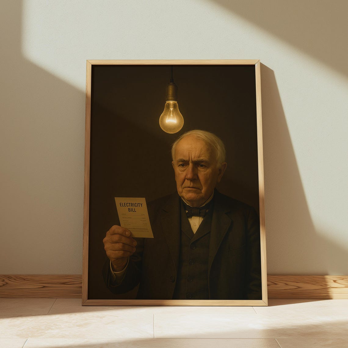 Edison Electricity Bill Humor Print Vintage Light Bulb Poster