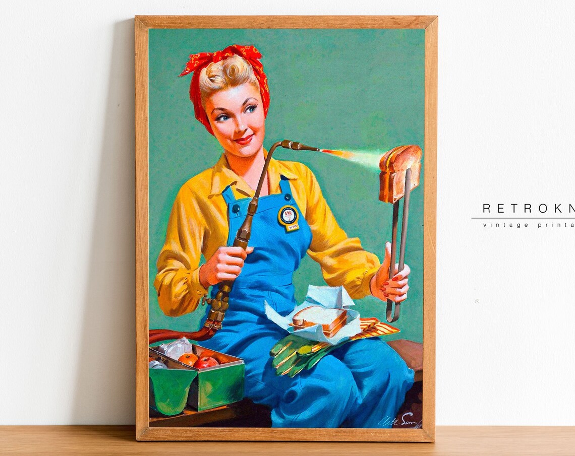 Rosie The Riveter Style Pin Up Blowtorch Vintage Inspired Poster
