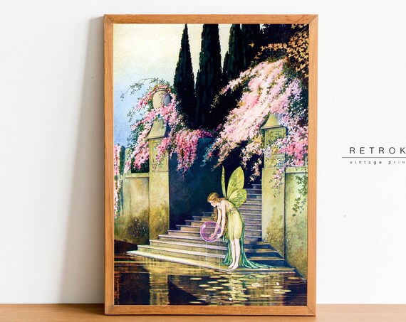 Ida Rentoul Outhwaite Garden Fairy Blowing Bubble Vintage Storybook Print