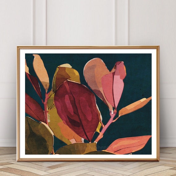 Floral Abstract Plant Art Print, Botanical Decor