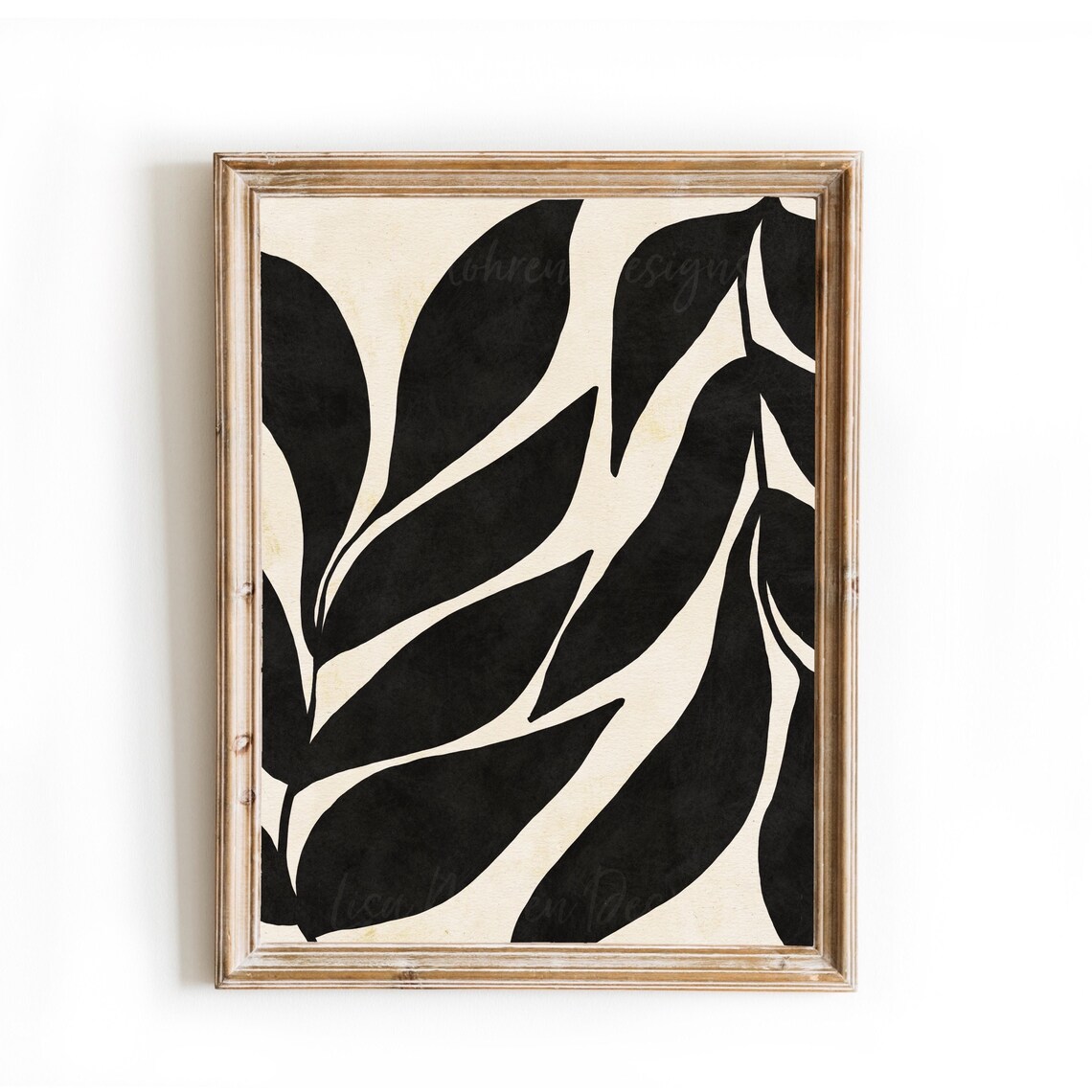 Neutral Abstract Botanical Boho Leaf, Minimalist Art Print