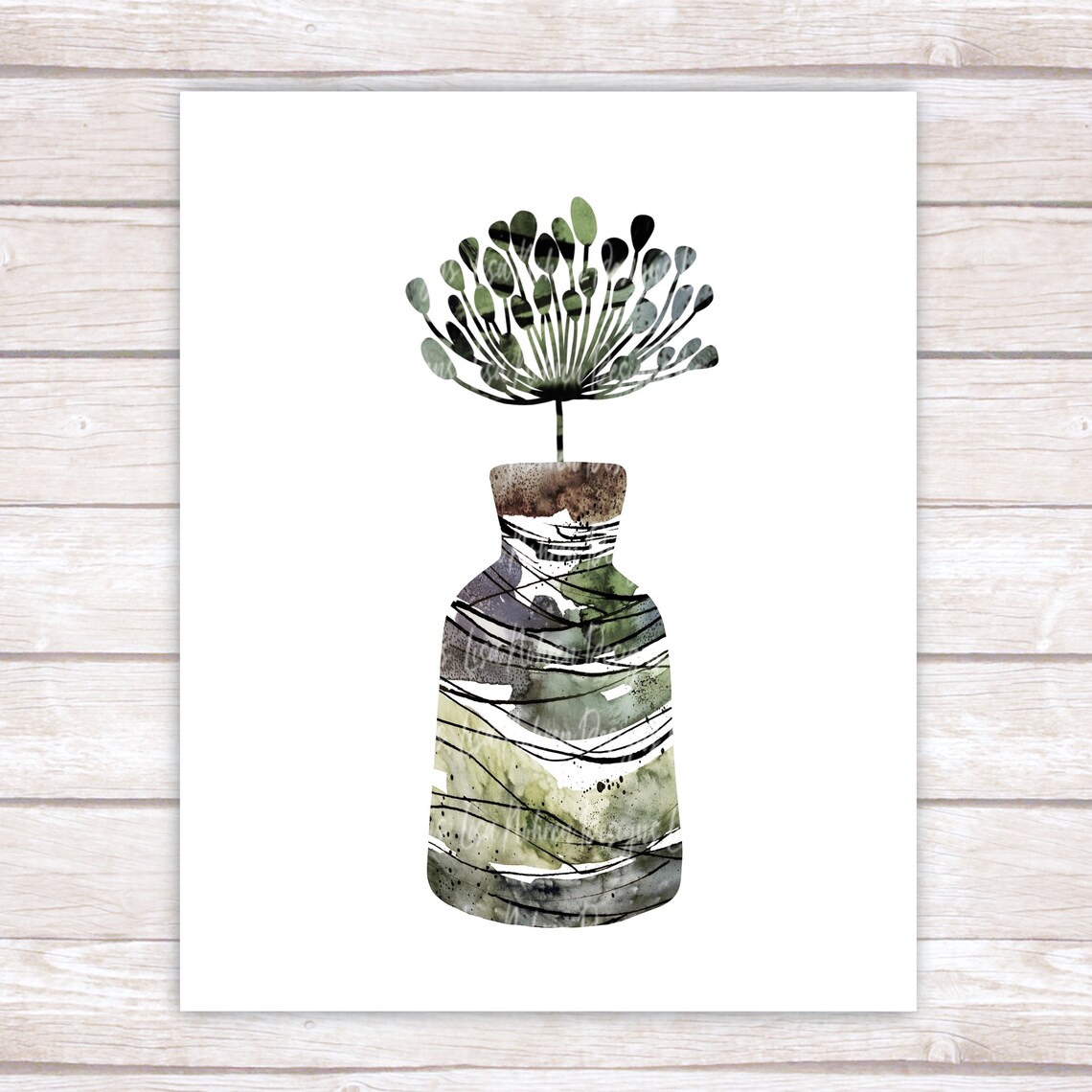 Green Neutral Floral Plant Botanical Abstract Art Print