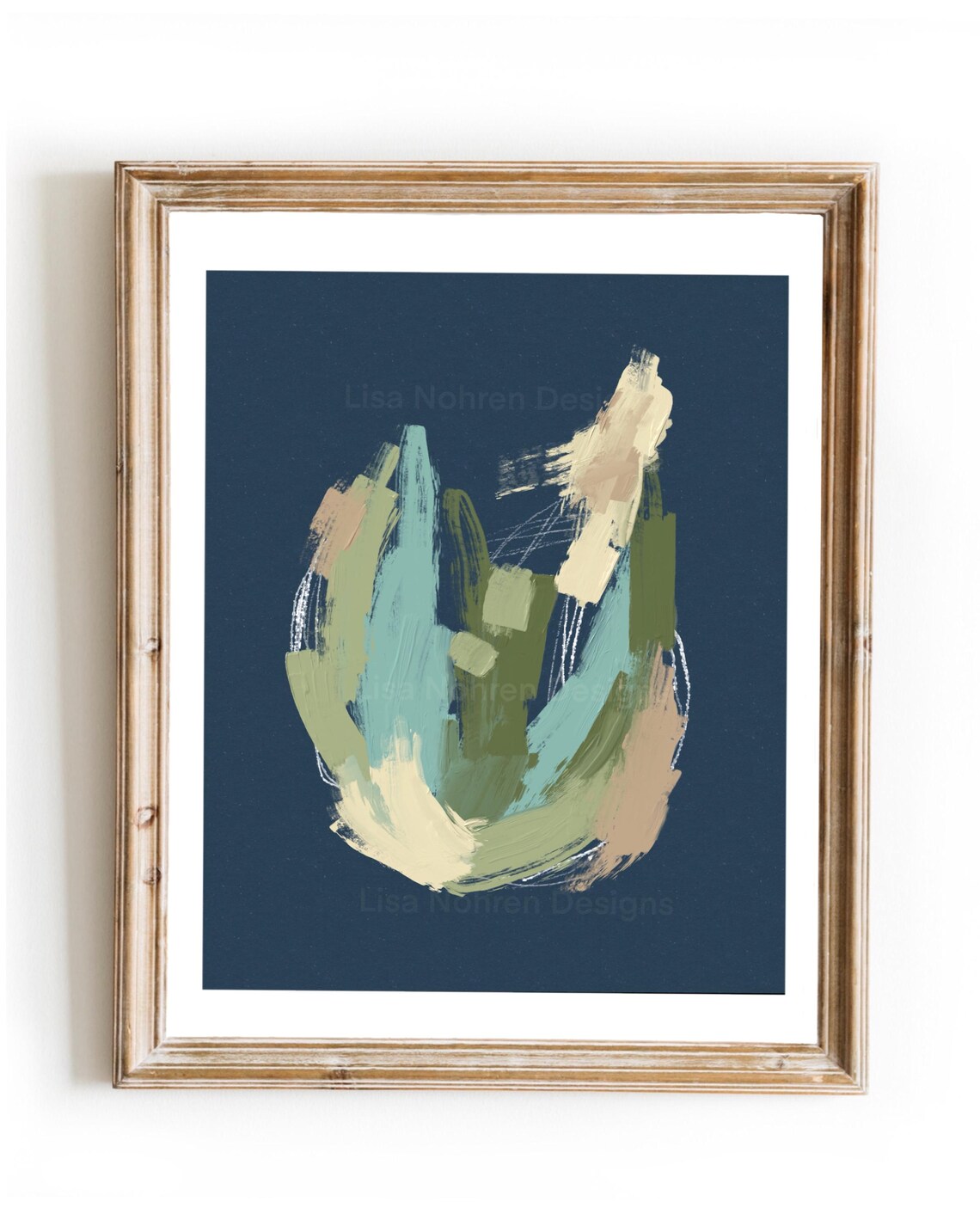 Neutral Blue Green Abstract Minimalist Art Print