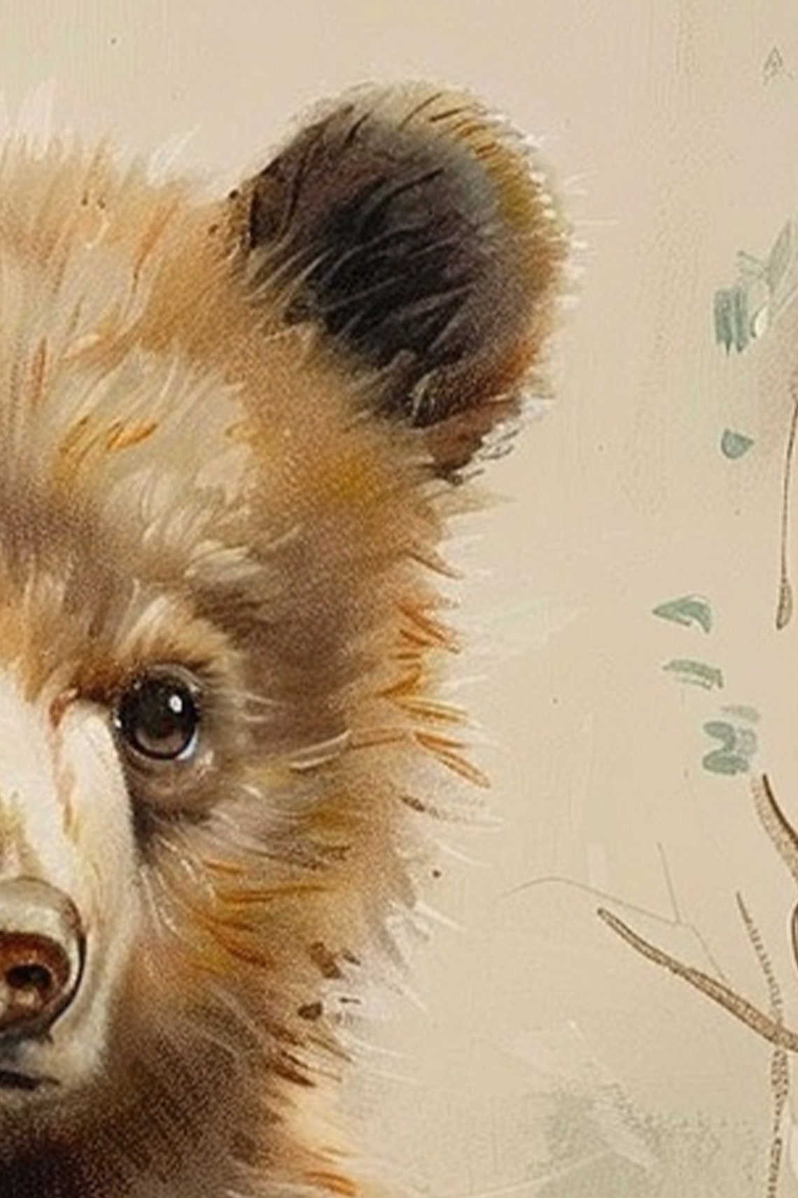 Baby Brown Bear Cub Watercolor Forest Woodland Nursery Poster - Image 3