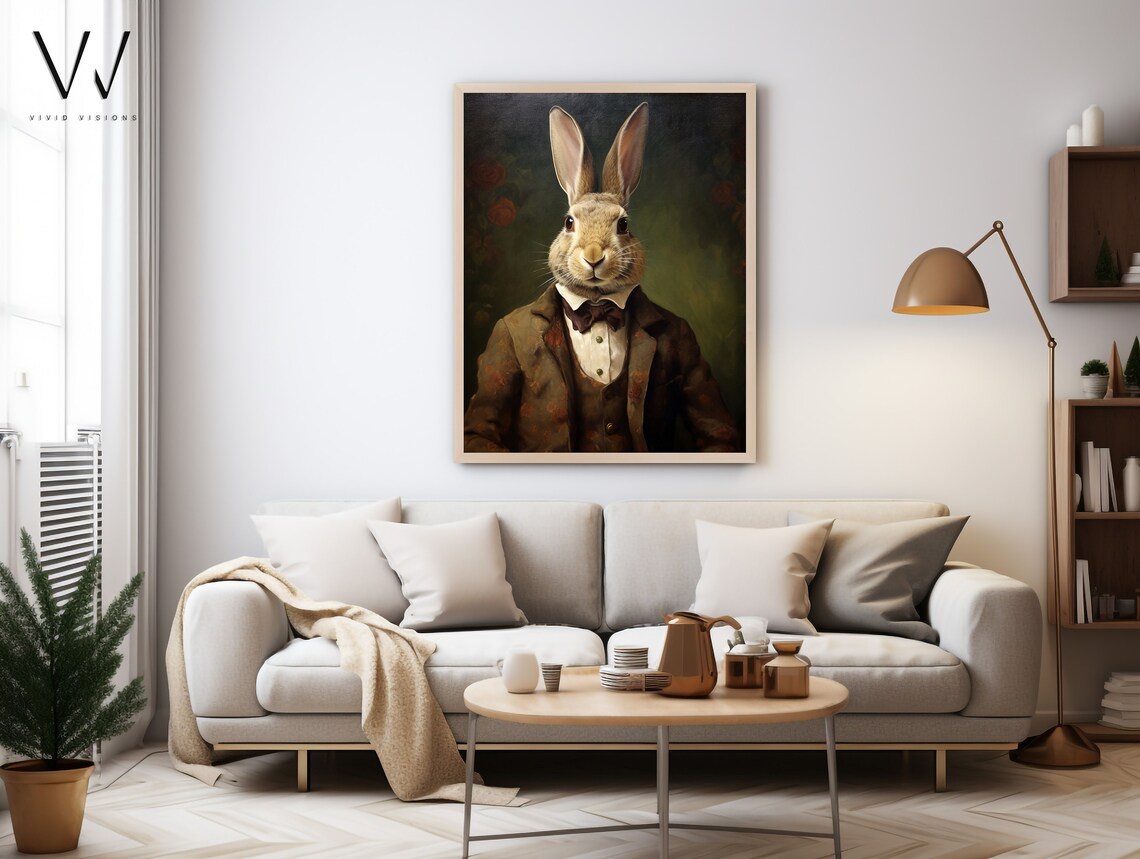 Victorian Bunny Portrait, Gothic Vintage Art Print - Image 3