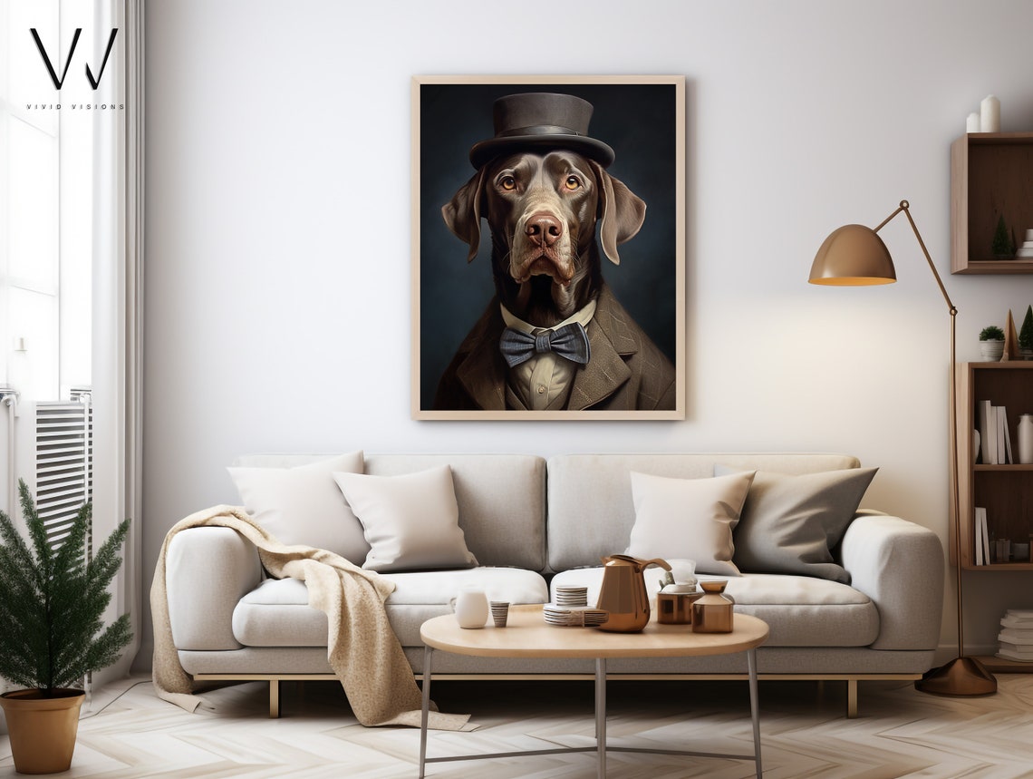Brown Dog in a Black Top Hat with Bow Tie Gentleman Portrait Poster - Image 4