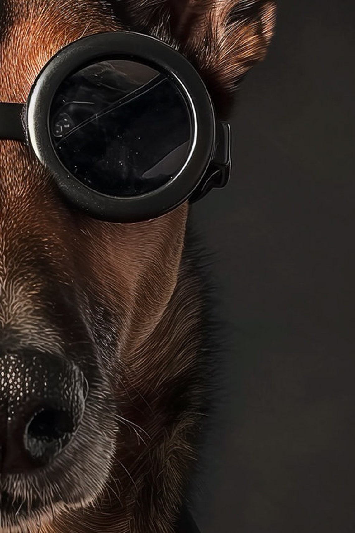 Cool Dog In Leather Jacket And Aviator Goggles Portrait Poster - Image 2