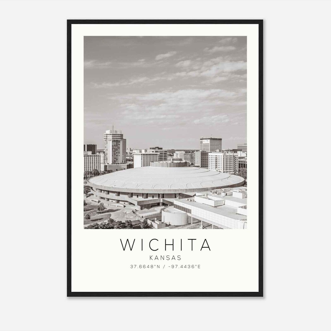 Wichita Kansas Downtown Arena Aerial Skyline Photo Travel Poster