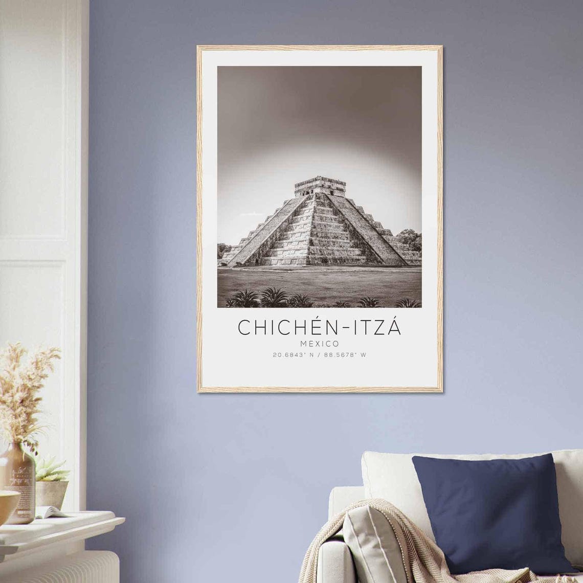 Chichen Itza Mexico El Castillo Pyramid Black and White Travel Poster - Image 2