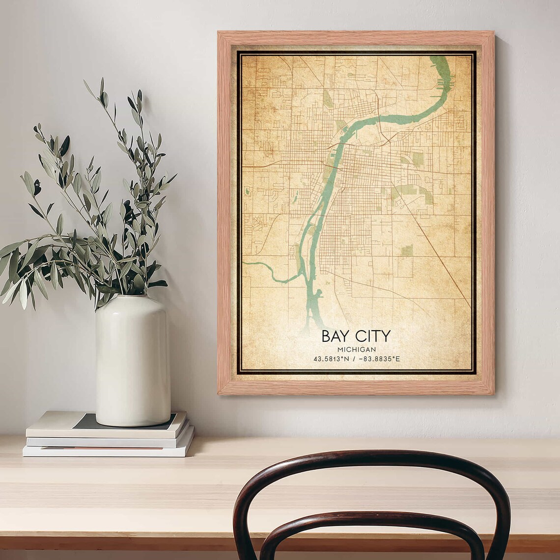 Vintage Bay City Michigan Map Print Poster - Image 4