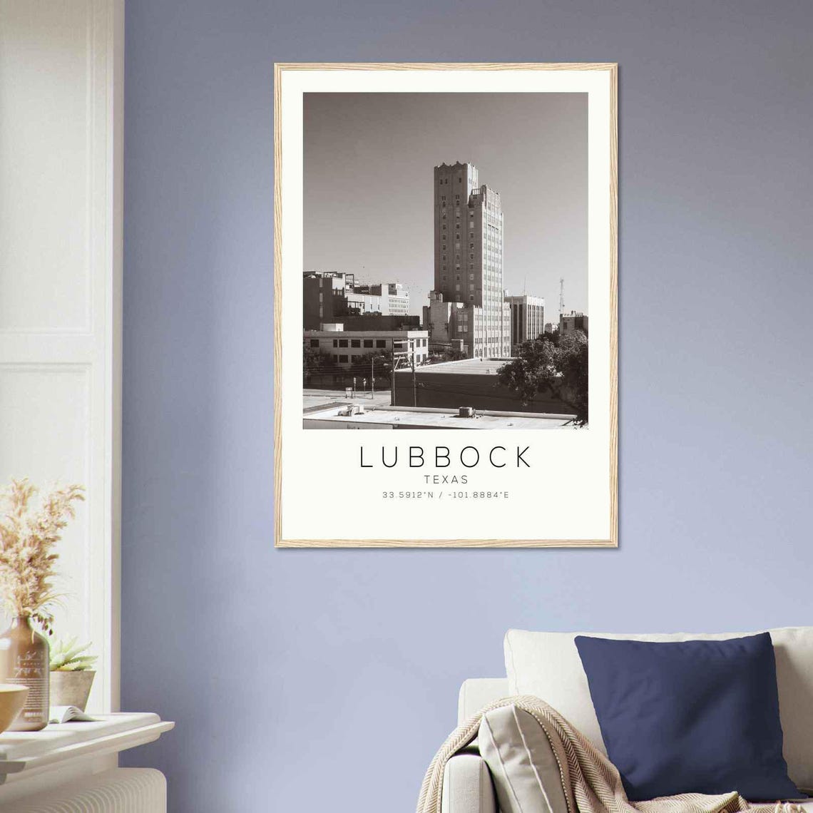 Lubbock Texas Historic Downtown Tower Black And White Photo Poster - Image 2