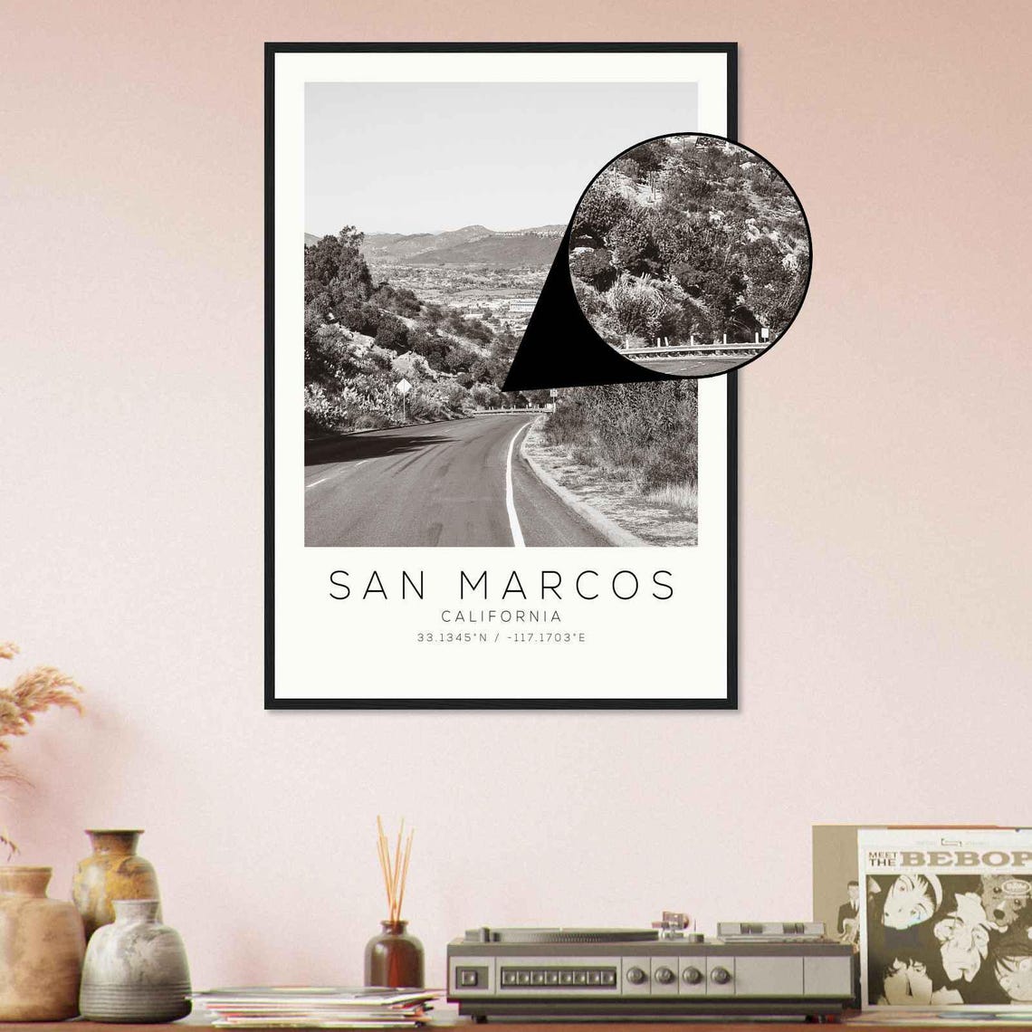 San Marcos California Winding Road Hills Valley View Photo Poster - Image 4