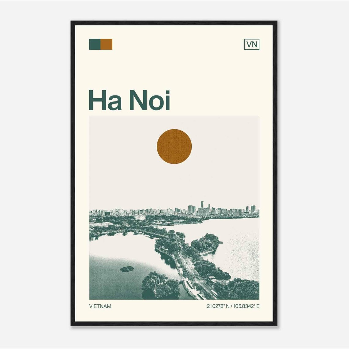 Hanoi Vietnam Minimalist Monochrome Travel Poster