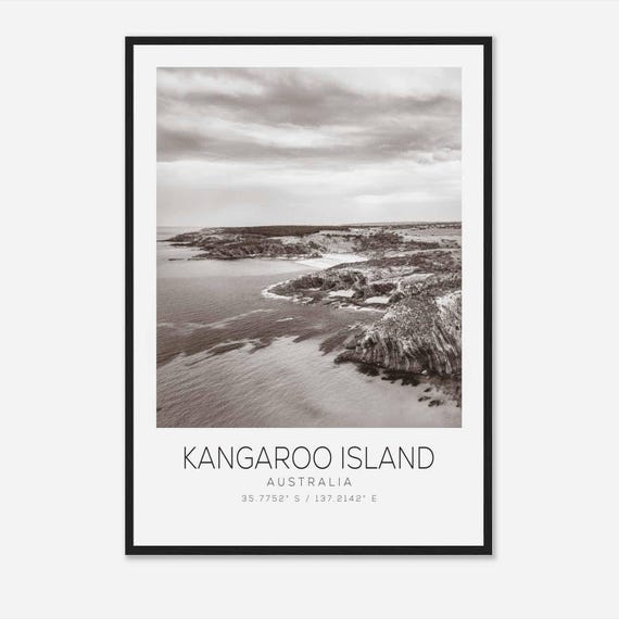Kangaroo Island Australia Travel Photo Poster Bw Kangaroo Island Travel Print Minimalist Travel Poster Print