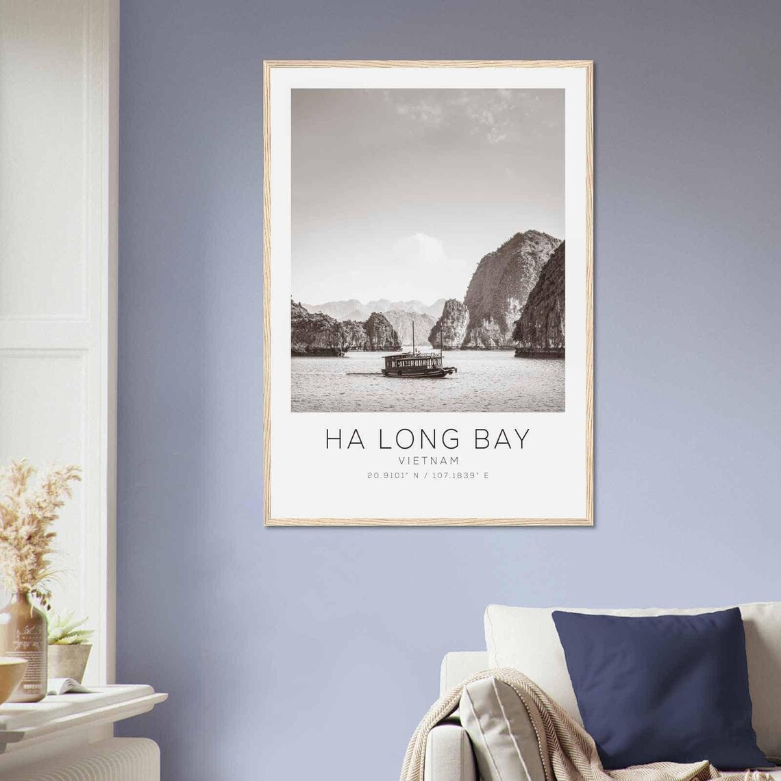 Ha Long Bay Vietnam Travel Photo Poster Bw Ha Long Bay Travel Print Minimalist Travel Poster Print - Image 2