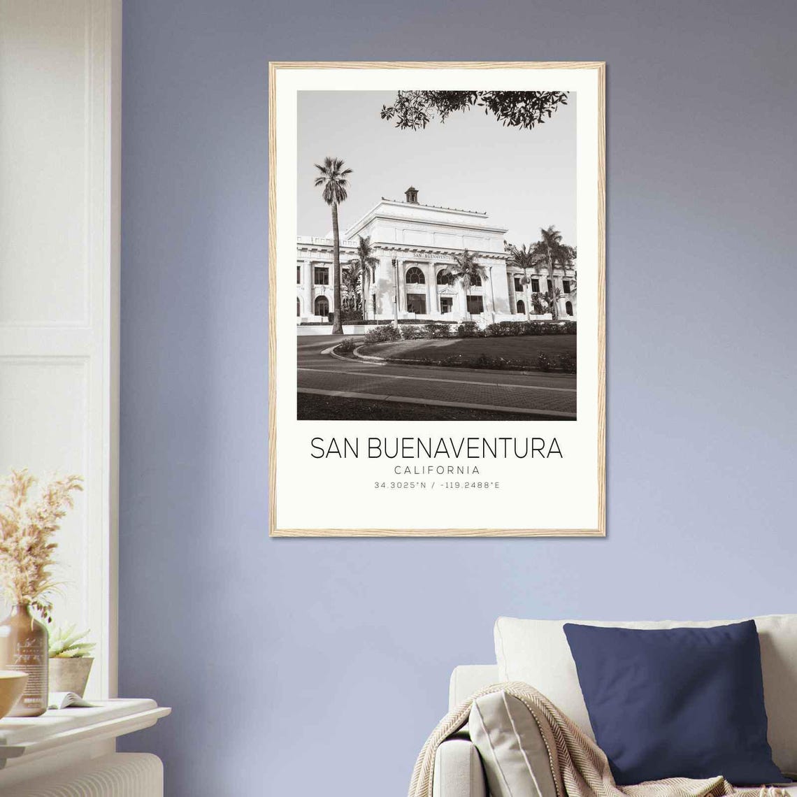 San Buenaventura California Photo Travel Poster San Buenaventura Travel Print Minimalist Travel Print - Image 2